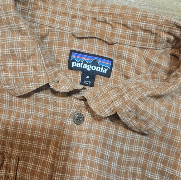 Patagonia Men’s XL Hemp Organic Cotton Plaid Button Shirt Rust Orange - Picture 3 of 8